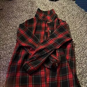 Red and Black Plaid Button Down